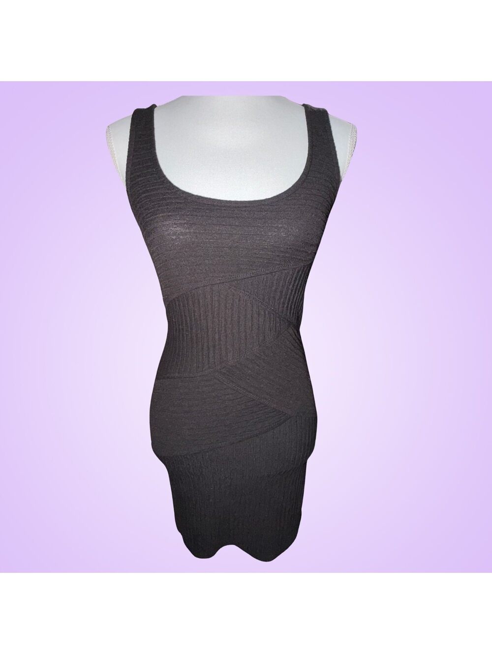 Free People Women’s Small Black Ribbed Textured Bodycon Mini Dress